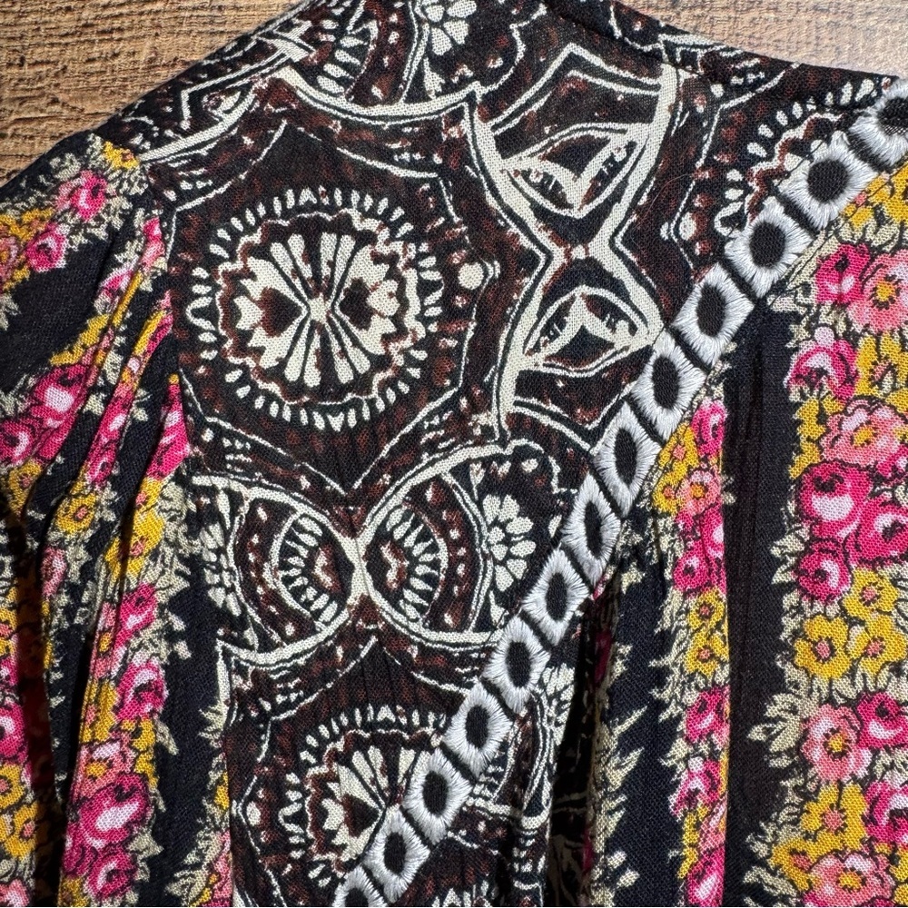 FREE PEOPLE Fallin Into You Long Sleeve Tunic Dress Black Combo size XS - Picture 9 of 14
